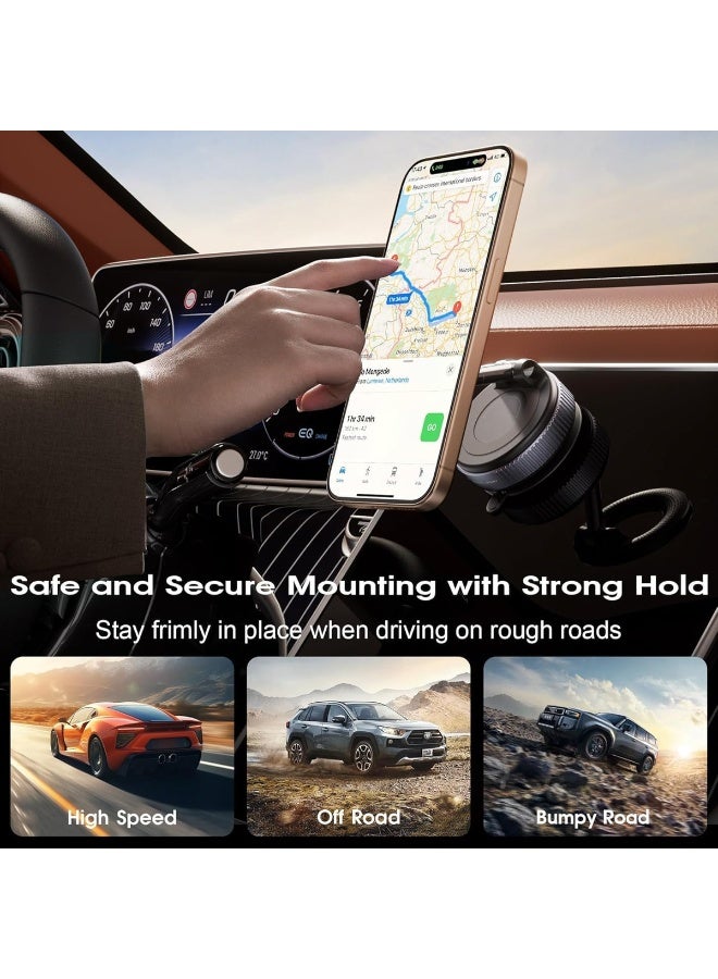 حامل هاتف مغناطيسي بتقنية الشفط الفراغي، مزود بقاعدة دوارة 360 درجة، مصنوع من سبائك الألومنيوم، سهل الاستخدام بيد واحدة، يُثبت على لوحة القيادة (JM-5060) - Image 4